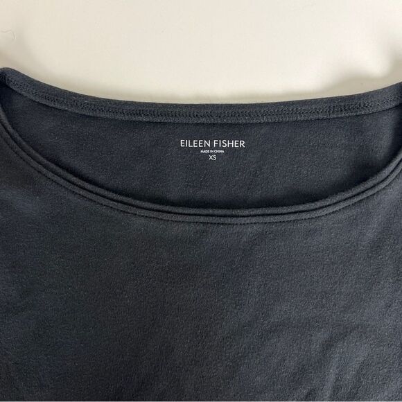 Eileen Fisher Cotton 3/4 Sleeve Dark Grey Tee Shirt - Picture 3 of 5